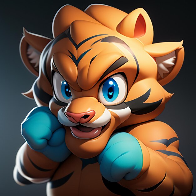 Tiger cartoon animal icon image cute comic style wild animal illustration 3d rendering c4d