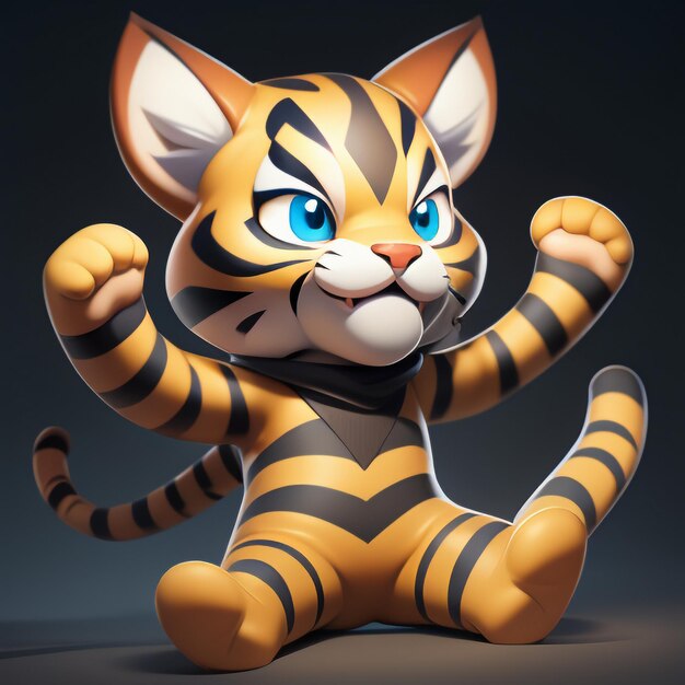 Tiger cartoon animal icon image cute comic style wild animal illustration 3d rendering c4d