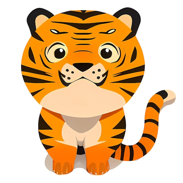 Tiger Cartoon character Cute little animal illustration on white background AI