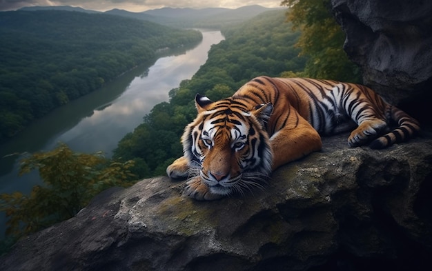 Tiger on a cliff wallpapers and images