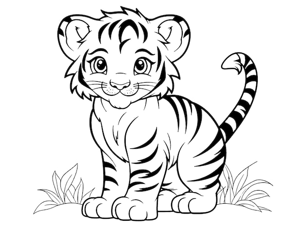 Premium AI Image | Tiger coloring book page
