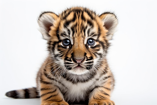 A tiger cub with a white background