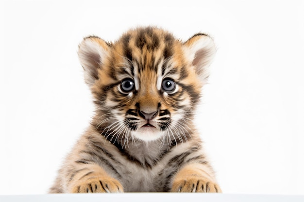 A tiger cub with a white background