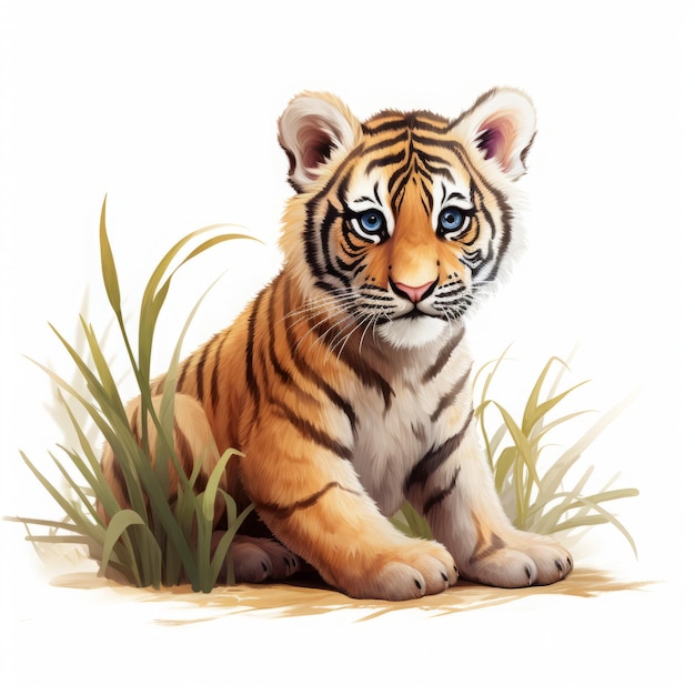 tiger drawing on white background