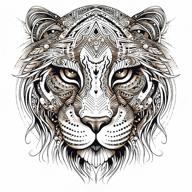 Tiger face art illustration