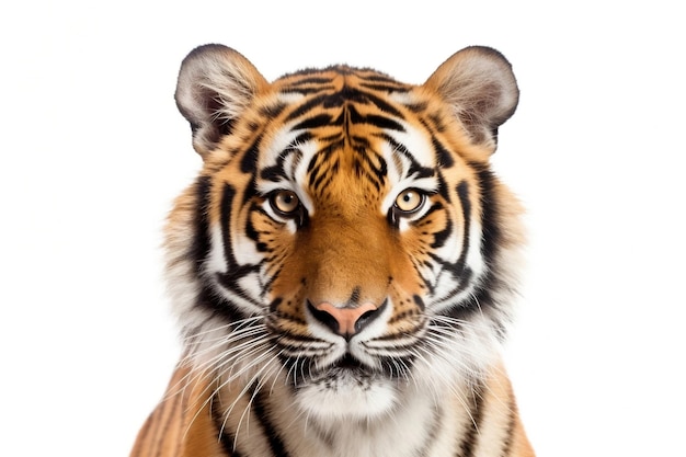 Tiger Face Shot Geïsoleerd op witte achtergrond Generatieve AI