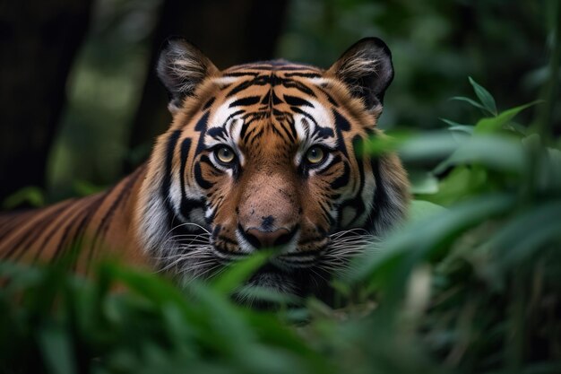 A tiger face in wild forest photo ilustration