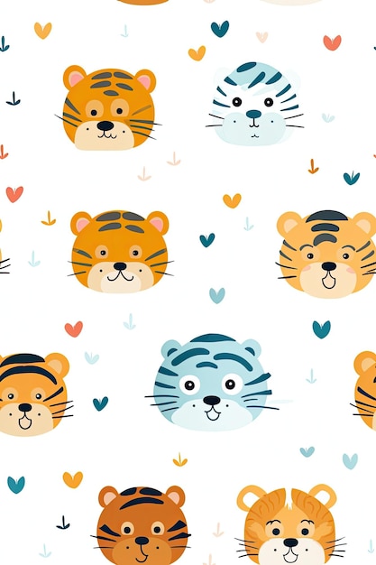 Tiger faces seamless tiles