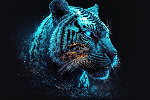 Tiger glow in the dark background