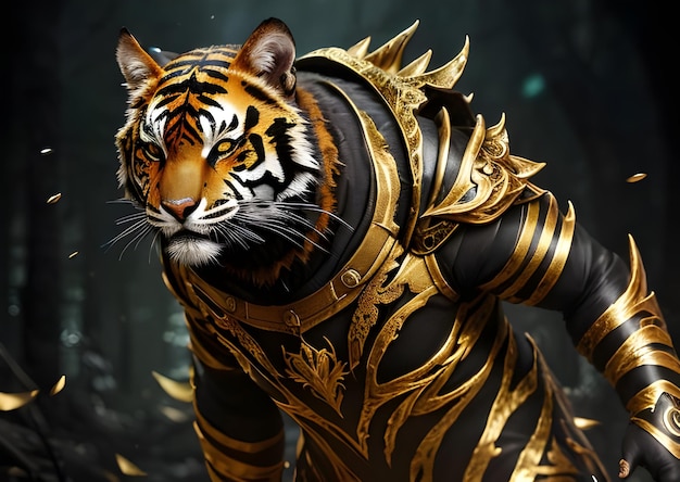 Photo a tiger in gold and black