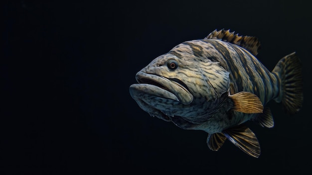 Photo tiger grouper in the solid black background