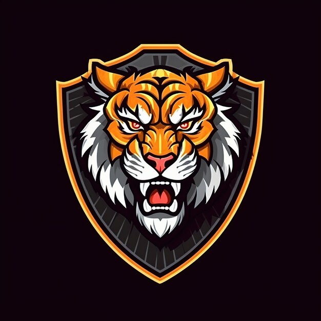 Photo tiger head in the middle of the shield