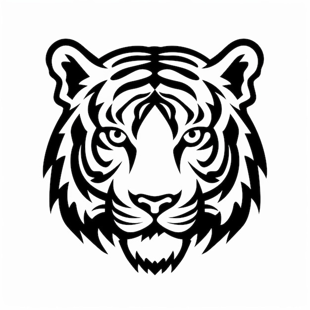 Foto tiger head outline stencil iconografie op witte achtergrond