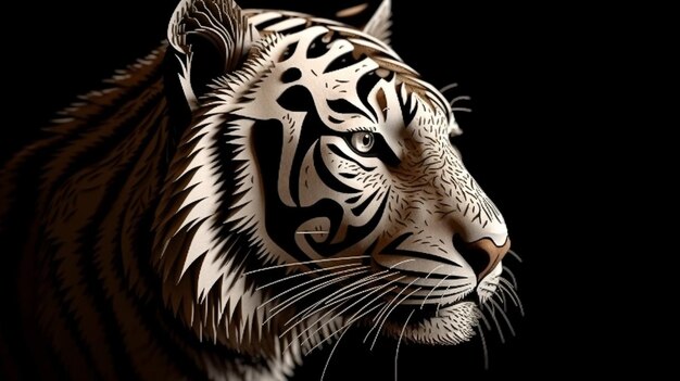 The tiger head paper cut out art generative ai