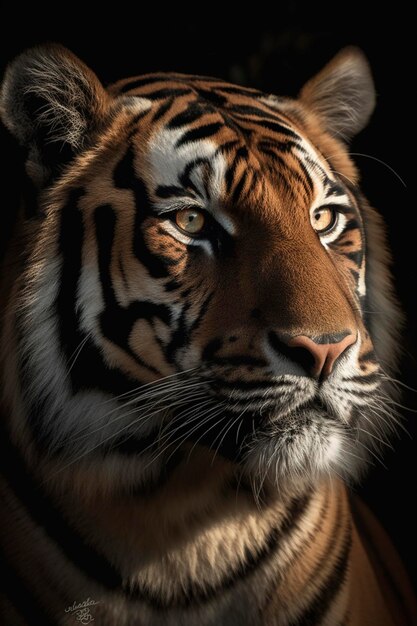 Tiger head portrait created with generative AI