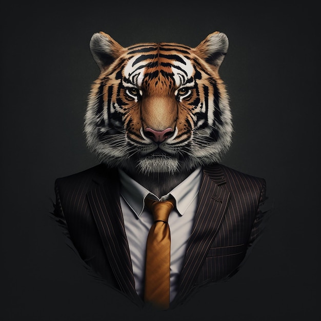 Tiger head put formal business suit