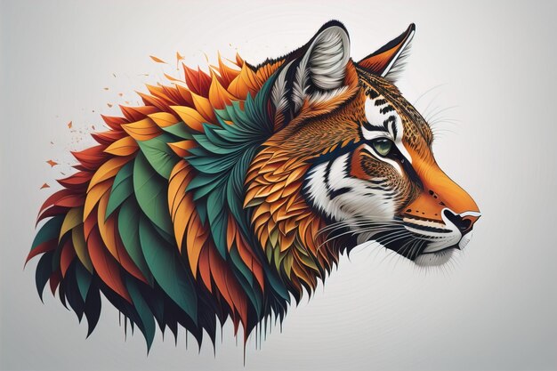 Tiger head with colorful background ai generative