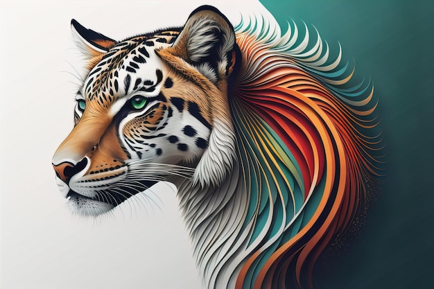 Tiger head with colorful background ai generative