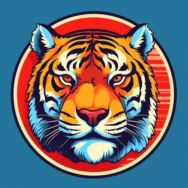 A tiger head with a red circle in the middle.