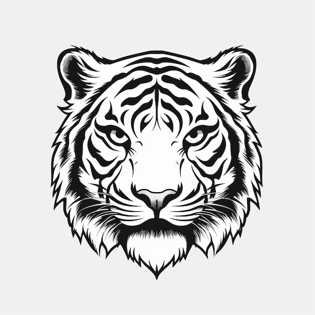 A tiger head with a white background.