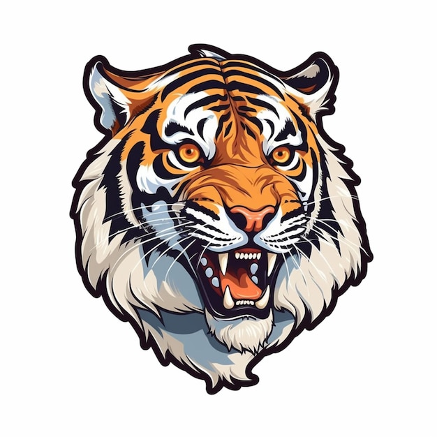 A tiger head with a white background