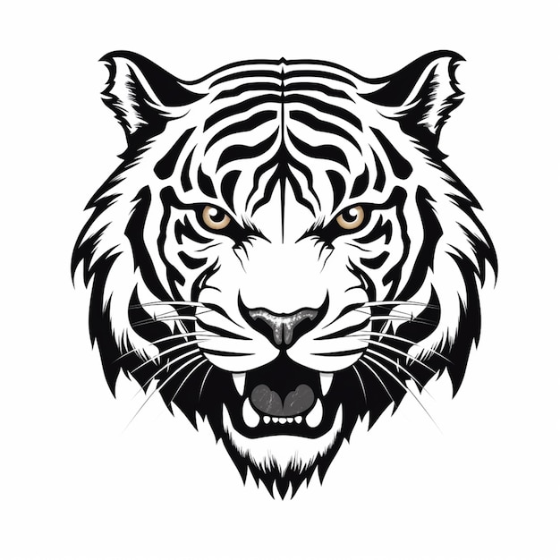 Foto una testa di tigre con una faccia da tigre bianca