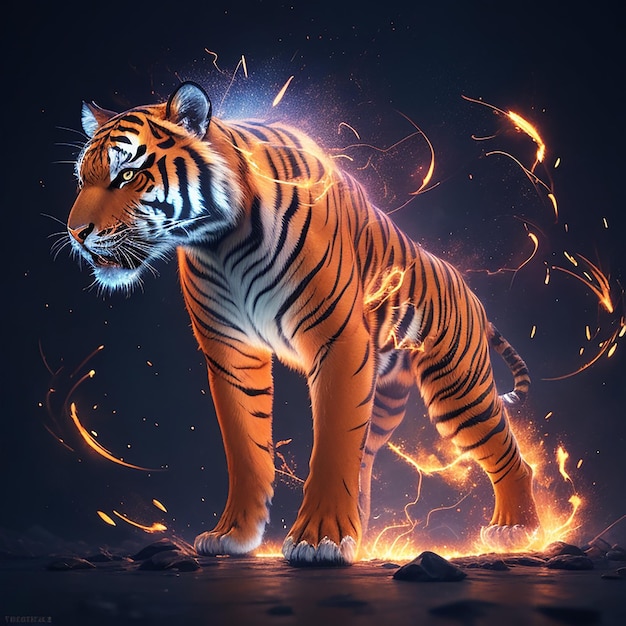 A tiger illustration design for a tshirt or wallpaper ai generated