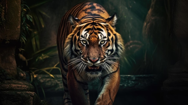 A tiger in the jungle