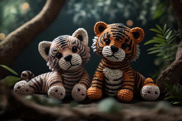 Tiger knitting art illustration cute