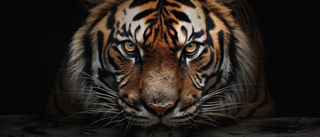 Tiger Looking Straight Ahead Illustration