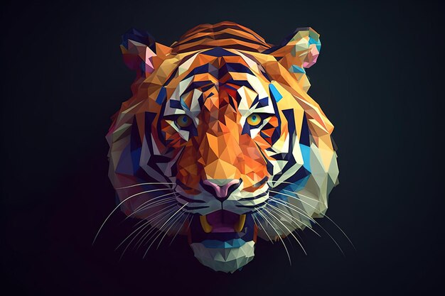 Tiger Low poly animal style illustration generative ai