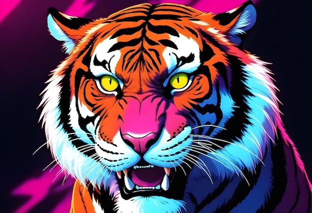 Photo tiger neon artwork