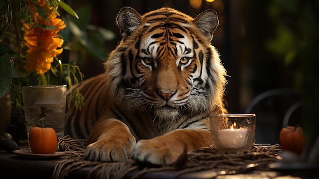 Tiger Oscar Waiting for Dinner in UHD 8K Resolution