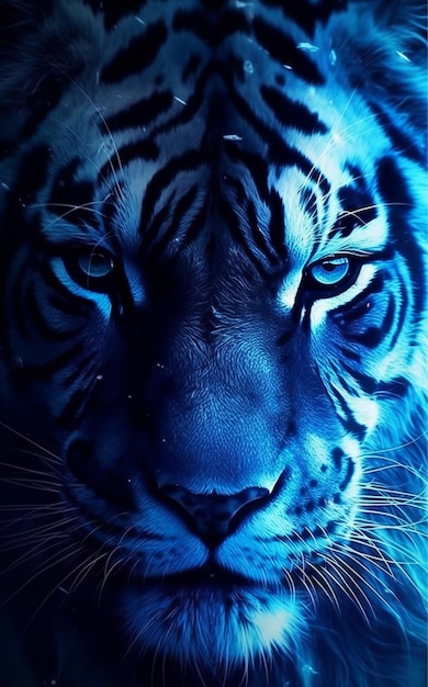 Фото Обои портрет тигра с фантастическим фоном