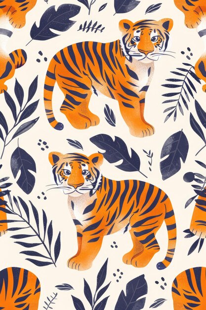 a tiger print wallpaper with a tiger on it