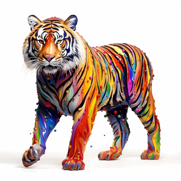 Tiger rainbow color white background