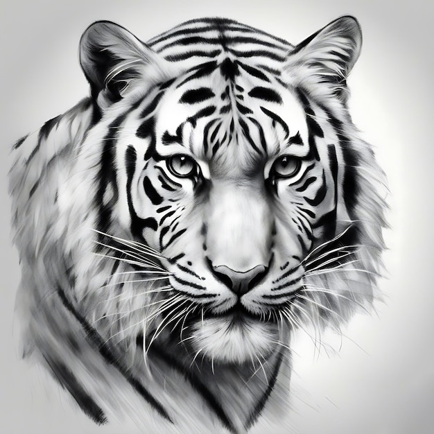 Tiger realistic sketch on white background