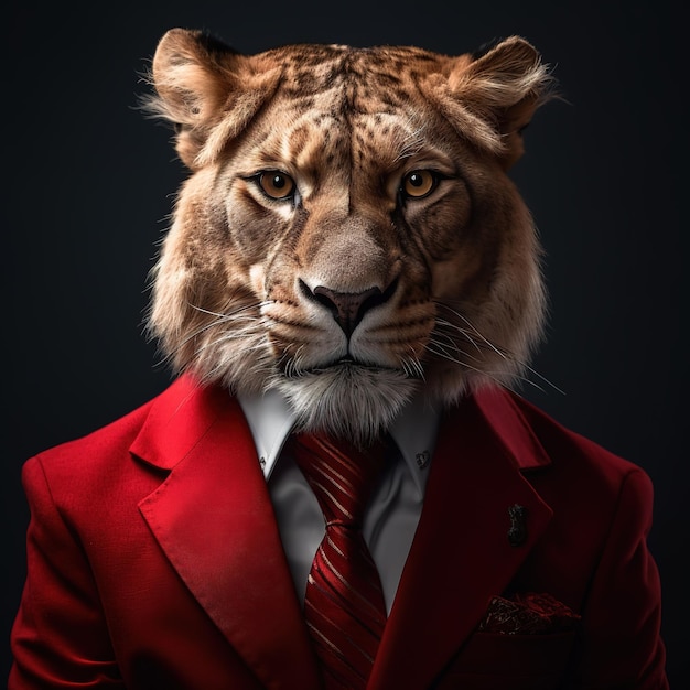 A tiger in a red suit