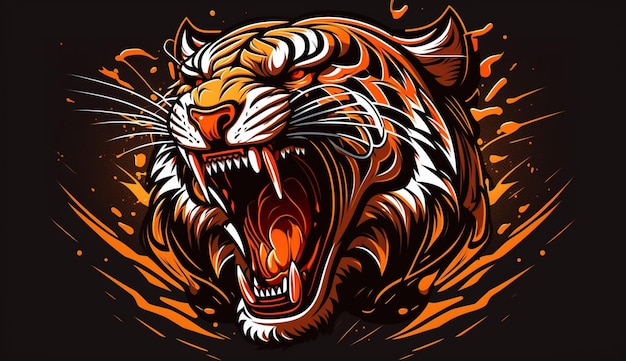 Tiger roaring logo sign emblem ector illustrationGenerative AI