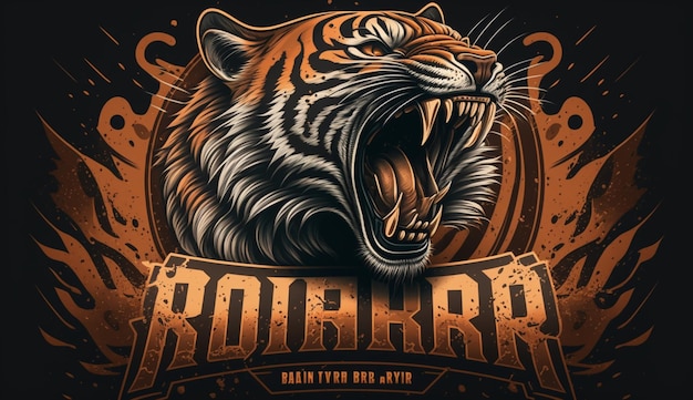 Photo tiger roaring logo sign emblem vector illustrationgenerative ai