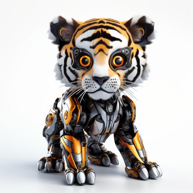Tiger Robot Pet Zwarte Bont Leuk Uiterlijk 8k Hd Kwaliteit