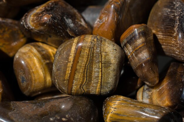 Tiger's eye and hawk's eye gemstone as mineral rock