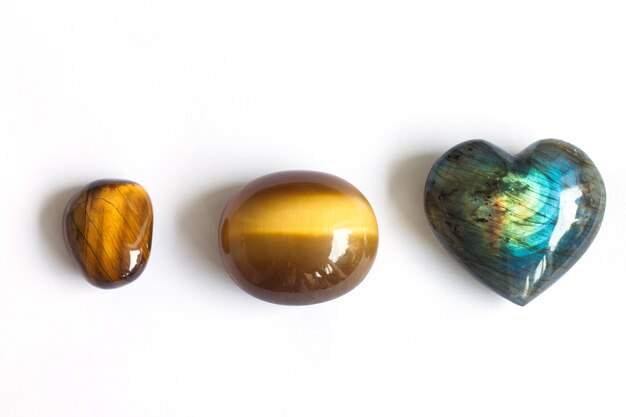 Tiger's eye and heart shape labradorite