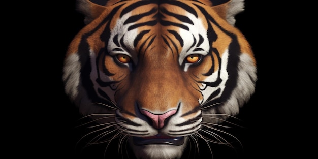 A tiger's face with a black background