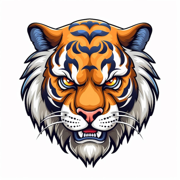 A tiger's face with a white background