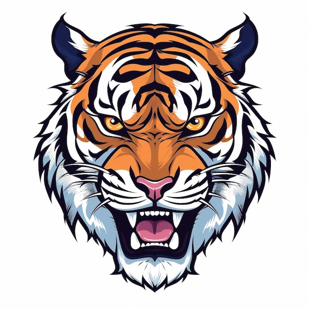 A tiger's face with a white background