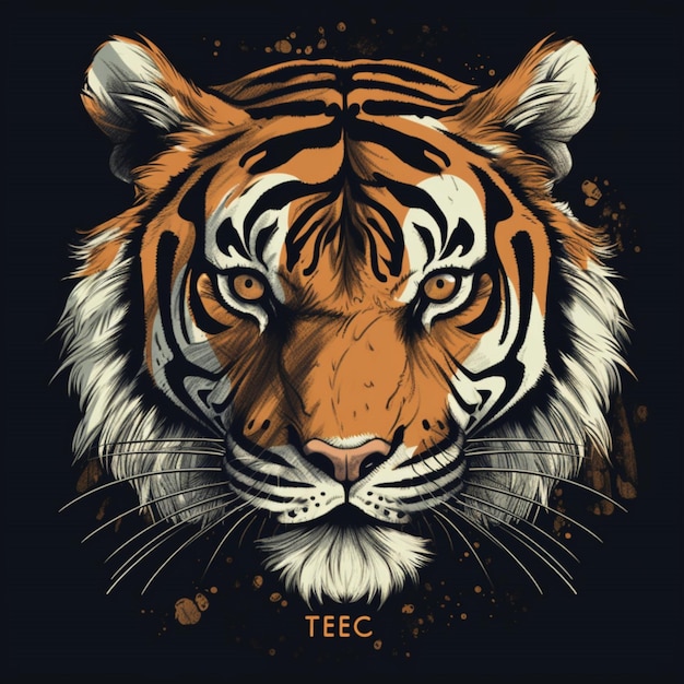 A tiger's face with the word teec on it