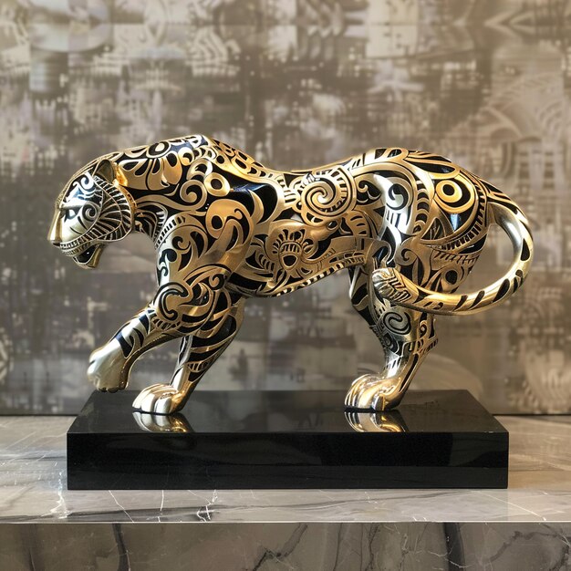 Photo a tiger sculpture with the numbers 1 0 0 1 0 and 0 on it