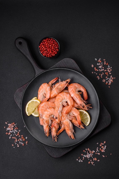 Tiger shrimp or langoustine boiled with spices and salt