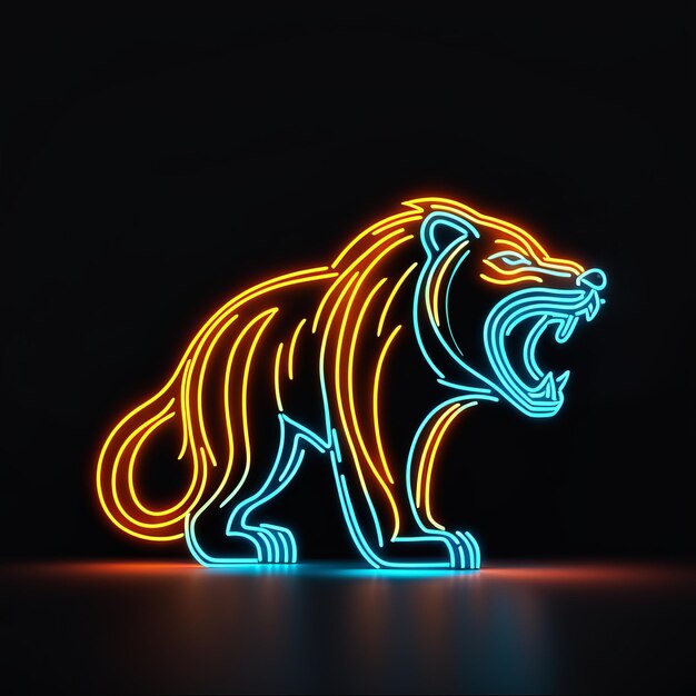 タイガー・サイン・ウィズ・グロービング・ライト (Tiger sign with glowing lights) はタイガーがネオンの光を照らしていることを示している